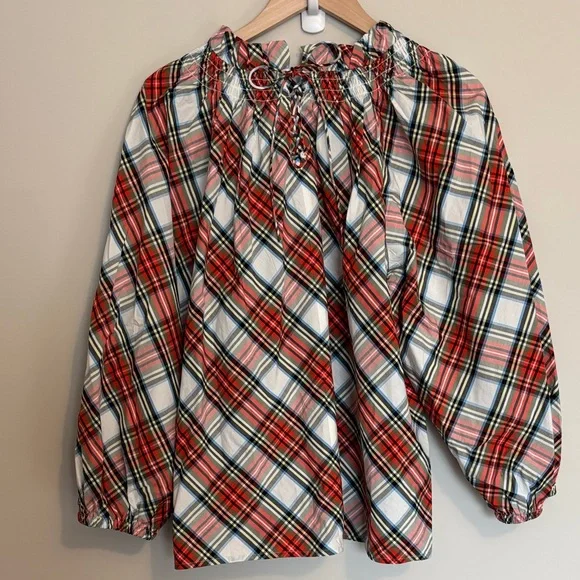 J. Crew Red and White Plaid Blouse Women’s NWT XL - Picture 5 of 5